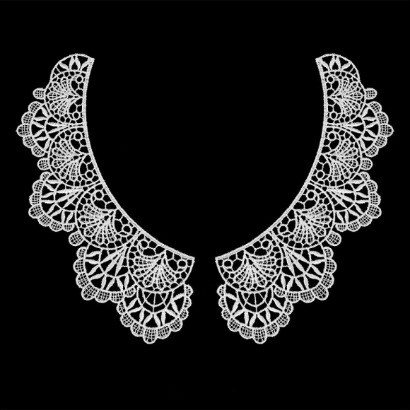 Воротник гипюр KRUZHEVO арт.TR.24GY10 23см цв.белый уп.25 компл