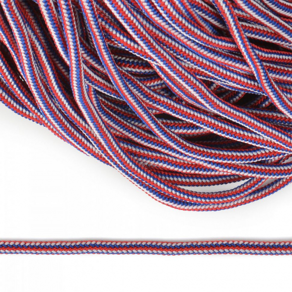 Шнур круглый полиэфир 04мм арт. 1с-36 цв.синий/красный/белый уп.200м