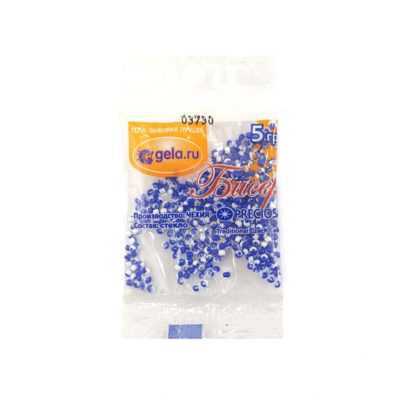 Бисер Preciosa №10, 5 г., цвет №03730 бело-голубой матовый