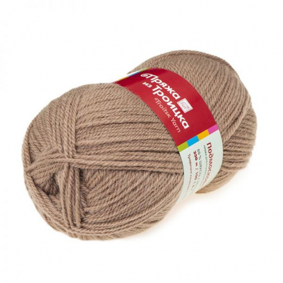 Пряжа для вязания ТРО Подмосковная (50% шерсть, 50% акрил) 10х100г/250м цв.0579 св.кофейный