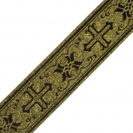 Лента отделочная жаккардовая (галун православный) арт.0390 шир.50мм уп.5 м цв.черный/золото