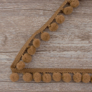 62513_Тесьма с помпонами, диаметр 10 мм, цвет темно-бежевый