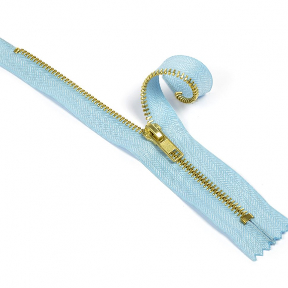 Молния MaxZipper джинсовая золото №5, 18см н/р цв.F184 голубой уп.10шт