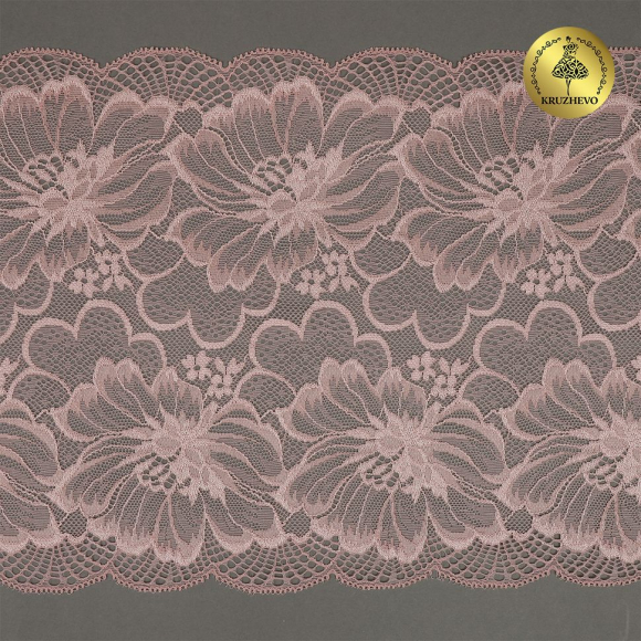 Кружево-стрейч KRUZHEVO арт.TBY.OG63 шир.245мм цв.пыльная роза уп.10м