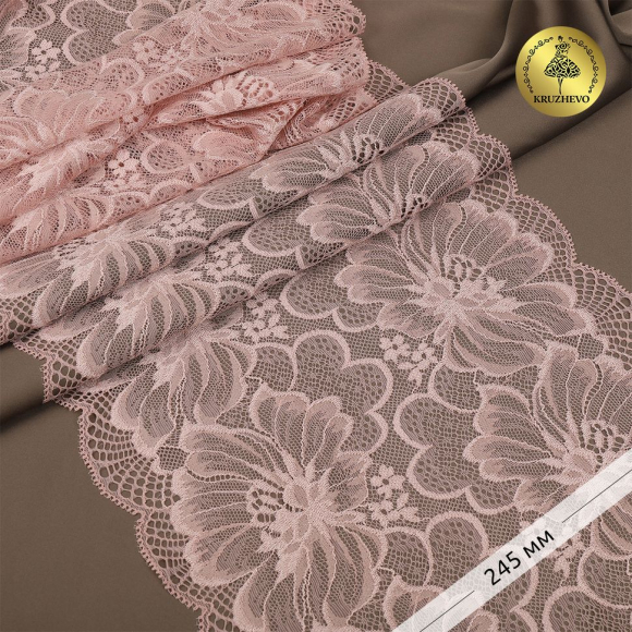 Кружево-стрейч KRUZHEVO арт.TBY.OG63 шир.245мм цв.пыльная роза уп.10м