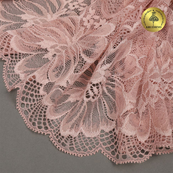 Кружево-стрейч KRUZHEVO арт.TBY.OG63 шир.245мм цв.пыльная роза уп.10м