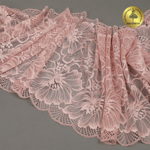 Кружево-стрейч KRUZHEVO арт.TBY.OG63 шир.245мм цв.пыльная роза уп.10м