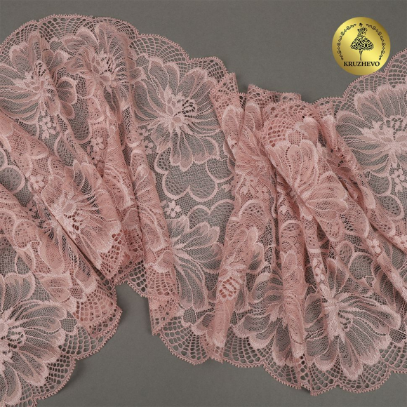 Кружево-стрейч KRUZHEVO арт.TBY.OG63 шир.245мм цв.пыльная роза уп.10м