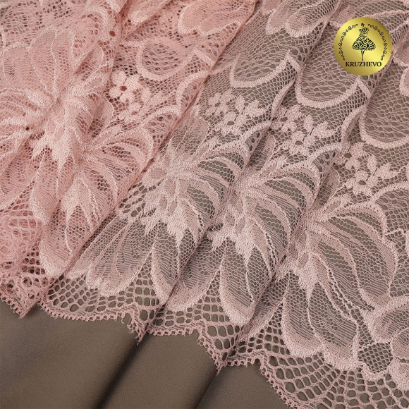 Кружево-стрейч KRUZHEVO арт.TBY.OG63 шир.245мм цв.пыльная роза уп.10м
