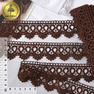 Кружево гипюр KRUZHEVO арт.TR.8GB0784 шир.40мм цв.07 коричневый, уп.9м