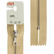 29465_Молния металл, Ni, неразъёмная, на атласной тесьме, 4 мм, 16 см, цвет 2213, зотостисто-бежевый