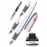 189631_Набор для каллиграфии "Air Best Writer", 6 предметов, корпус ручки белый/серый с розовым золотом