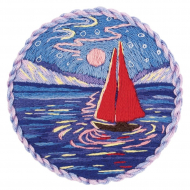 Набор для вышивания PANNA Живая картина арт. JK-2207 Брошь. Парусник под луной 5,5х5,5 см