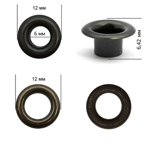 Люверсы латунь New Star №4 (? 6мм, h 6,42мм) цв. оксид уп. 5000шт