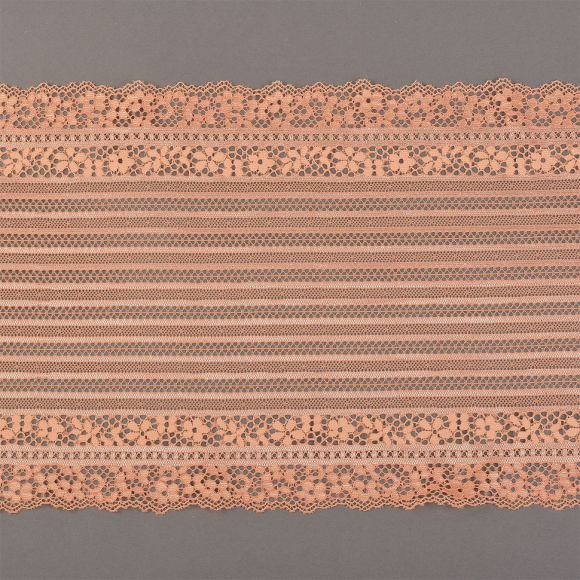 Кружево-стрейч KRUZHEVO арт.TBY.X14 шир.210мм цв.03 персик уп.10м