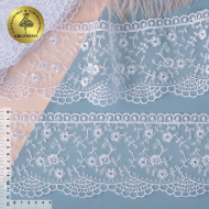 Кружево на сетке KRUZHEVO арт.TR.16GB0422 шир.120мм цв.01 белый, уп.9м