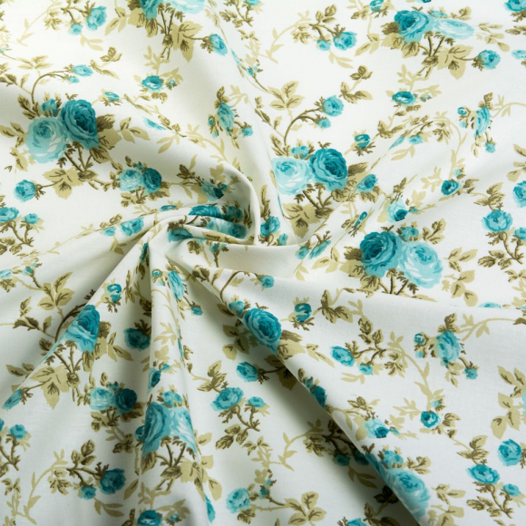 Ткань ранфорс Розарий, арт.WH 7701-v07, 130г/м?,100% хлопок, шир.240см, цв.мята, уп.10м