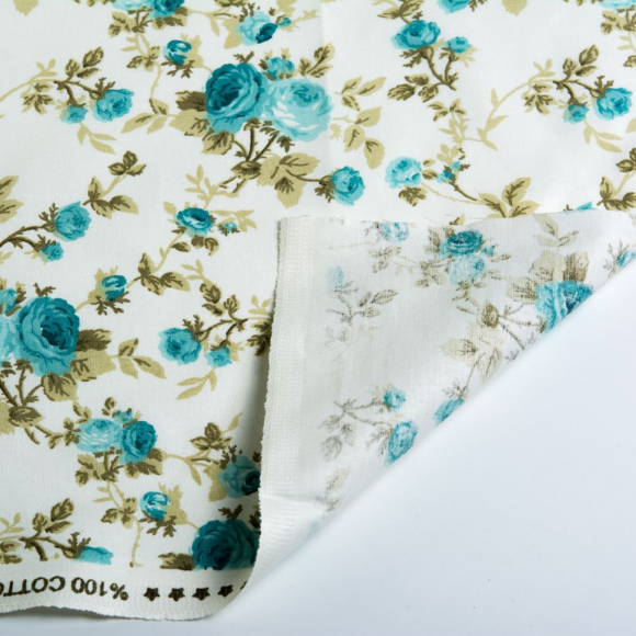 Ткань ранфорс Розарий, арт.WH 7701-v07, 130г/м?,100% хлопок, шир.240см, цв.мята, уп.10м