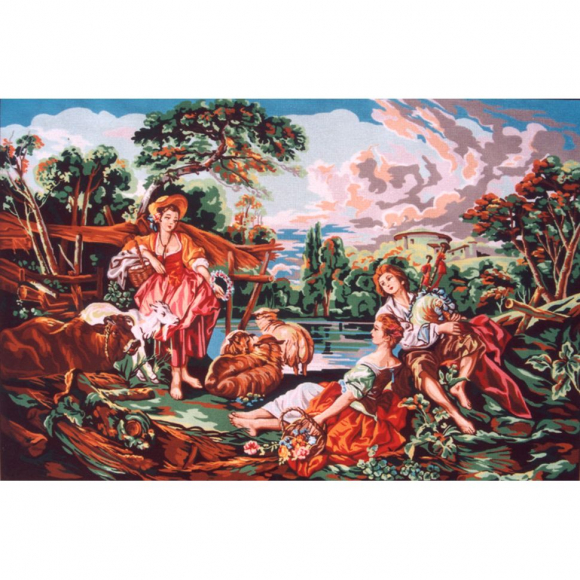 Канва жесткая с рисунком "Прекрасные пастушки"