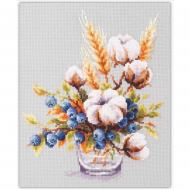 Набор для вышивания ЧУДЕСНАЯ ИГЛА PREMIUM арт.310-226 Хлопок и черника 18х23 см Набор для вышивания ЧУДЕСНАЯ ИГЛА PREMIUM арт.310-226 Хлопок и черника 18х23 см