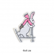 Термоаппликации арт.TBY-2123 Заяц на лыжах 6х4см 10 шт