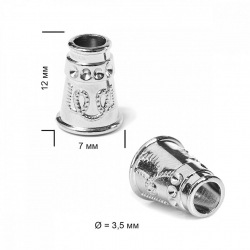 Наконечник для шнура металл TBY OR.0305-5377 (12х7мм, отв.3,5мм) цв. никель уп. 100шт