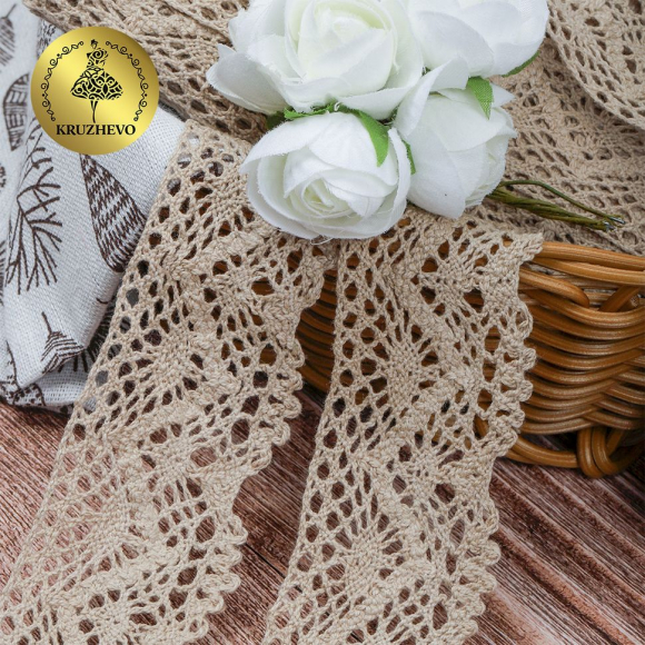 Тесьма вязаная KRUZHEVO 45мм TBY-5235 цв.36 св.бежевый уп.10м