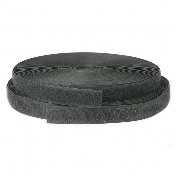 Лента липучка TBY пришивная кач.B шир.25мм цв.F312 т.серый уп.25м (пара)