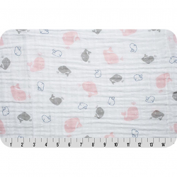 Ткань для пэчворка PEPPY Embrace (марлевка) 120 г/м? 100% хлопок цв.whales blush уп.100х125 см