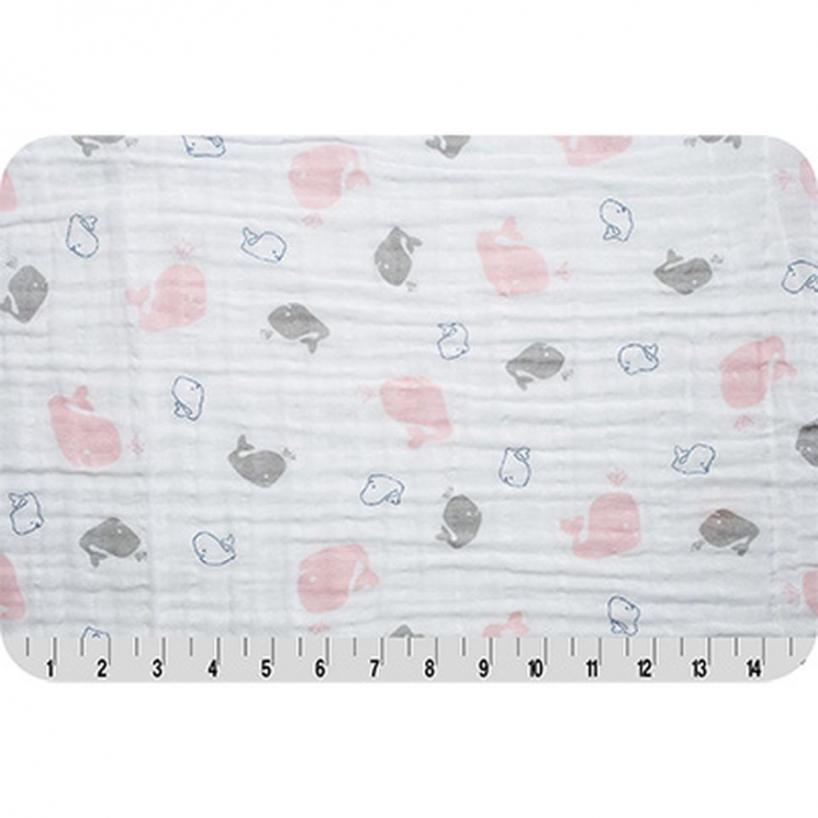 Ткань для пэчворка PEPPY Embrace (марлевка) 120 г/м? 100% хлопок цв.whales blush уп.100х125 см