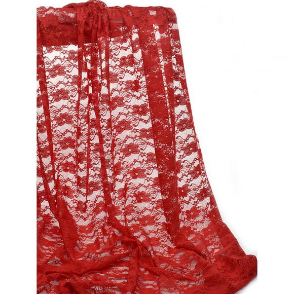 Кружевная ткань стрейч в нарезке арт.TBY.M903 шир.150см 100 г/м? цв.146 т.красный уп.5м Кружевная ткань стрейч в нарезке арт.TBY.M903 шир.150см 100 г/м? цв.146 т.красный уп.5м