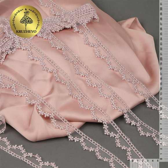 Кружево на сетке арт.TR.7018 шир.20мм цв.05 розовая пудра уп.9м