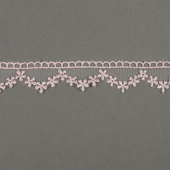 Кружево на сетке арт.TR.7018 шир.20мм цв.05 розовая пудра уп.9м