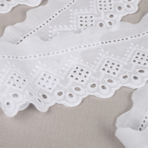 Кружево шитье хлопок KRUZHEVO арт.TBY.0190 шир.60мм цв.01 белый, уп.13,71м