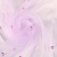 Фатин с бусинами арт.с223-28 шир.150см 100% полиэстер цв.сиреневый рул.15-28м