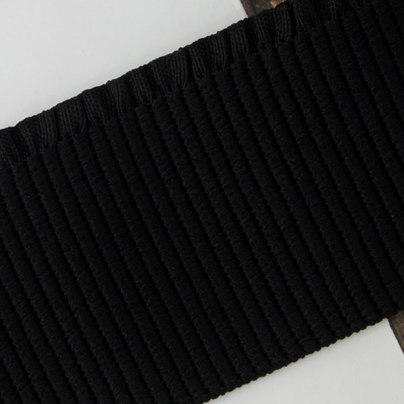 Резинка поясная с рюшем, 60 мм, цвет черный