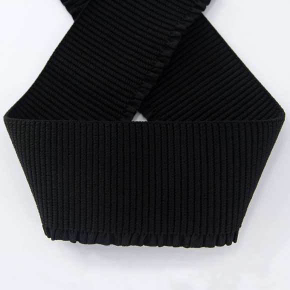 Резинка поясная с рюшем, 60 мм, цвет черный