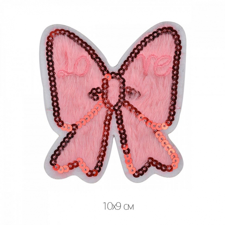 Термоаппликации арт.TBY.2253 Бантик розовый 10х9см, уп.10 шт.