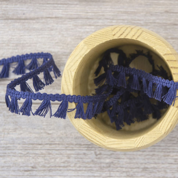 Тесьма декоративная, 16 мм, с бахромой, цвет темно-синий Тесьма декоративная, 16 мм, с бахромой, цвет темно-синий