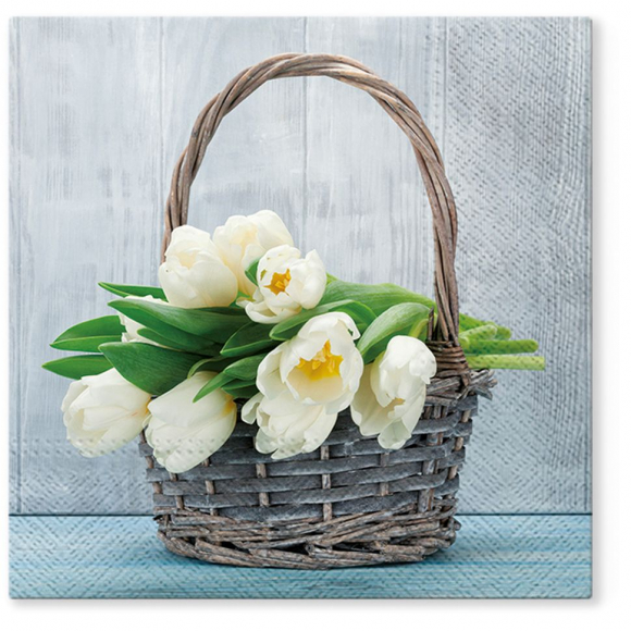 Салфетки трехслойные для декупажа, коллекция "Lunch" TETЕ a TETE "Тюльпаны в корзине" Салфетки трехслойные для декупажа, коллекция "Lunch" TETЕ a TETE "Тюльпаны в корзине"