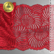 Кружево-стрейч KRUZHEVO арт.TBY.K20 шир.195мм цв.красный уп.10м