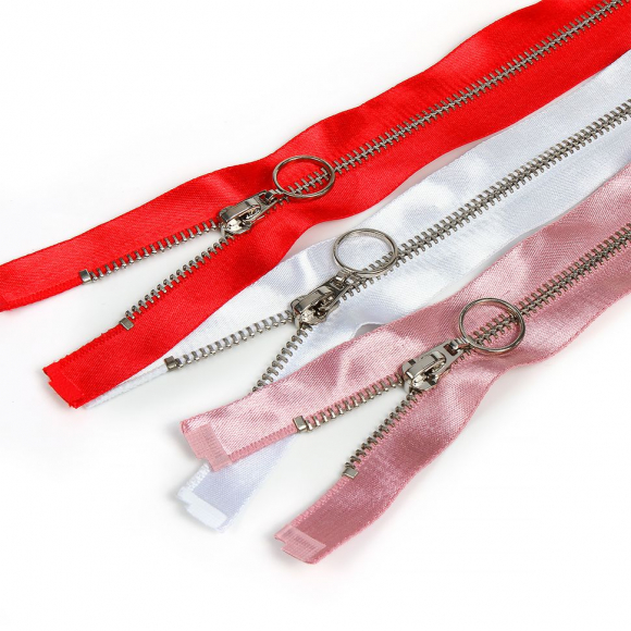Молния MaxZipper мет. №5 никель атласная тесьма, 60 см уп.3цв х 4шт