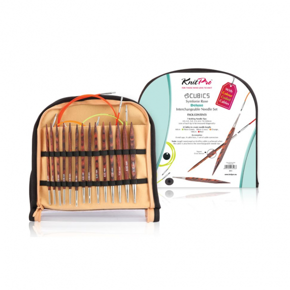 25613 Knit Pro Набор Deluxe Set съемных спиц для вязания Cubics 7 видов спиц 4-8мм, тросик 60см, 80см-2шт, 100см, дерево, коричневый, 7 видов спиц 25613 Knit Pro Набор Deluxe Set съемных спиц для вязания Cubics 7 видов спиц 4-8мм, тросик 60см, 80см-2шт, 100см, дерево, коричневый, 7 видов спиц