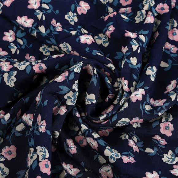 Ткань Штапель  TBY Vi-6.1 плот 110г/м2 100% вискоза шир. 145 см цв.6.1 синий рул.25м