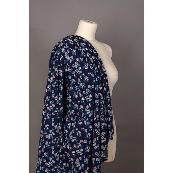 Ткань Штапель  TBY Vi-6.1 плот 110г/м2 100% вискоза шир. 145 см цв.6.1 синий рул.25м