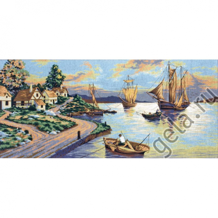 6846_Канва жесткая с рисунком "Голубая бухта"
