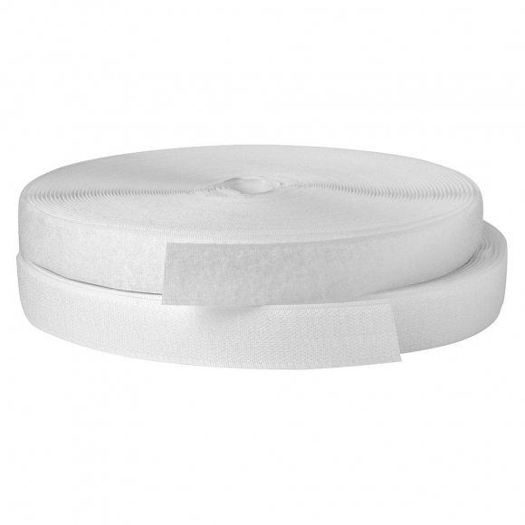 Лента липучка TBY пришивная кач.С шир.30мм цв.F101 белый уп.25м (пара)