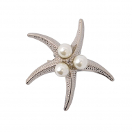 Брошь металл Звезда с жемчугом арт.TBY.91741 42х42мм цв. никель уп. 5шт