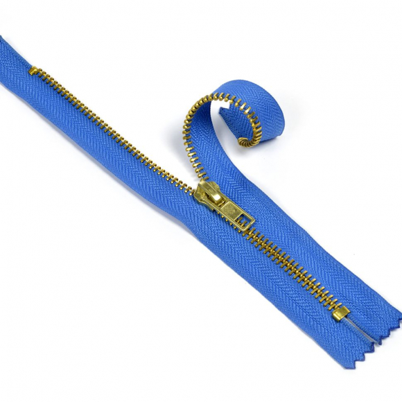 Молния MaxZipper джинсовая золото №5, 18см н/р цв.F213 васильковый уп.10шт