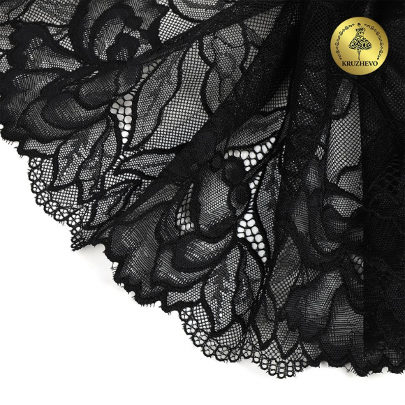 Кружево-стрейч KRUZHEVO арт.TBY.OG58 шир.260мм цв.черный уп.10м